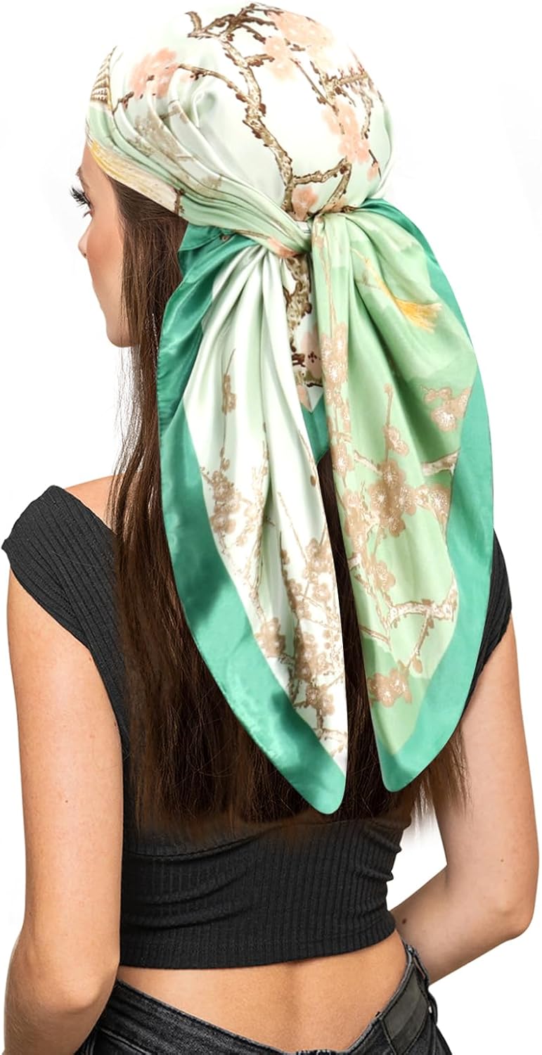 vimate 35" Square Silk Like Head Scarf - Women's Fashion Silk Feeling Scarf for Hair Wrapping and Sleeping at Night. - Image 2